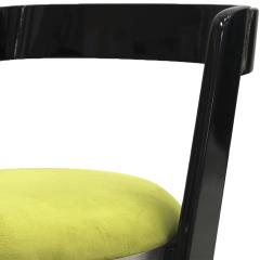 Willy Rizzo Willy Rizzo Set of Eight Black Lacquered Wood and Green Velvet Italian Chairs - 3493843