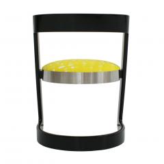 Willy Rizzo Willy Rizzo Set of Six Black Lacquered Wood and Yellow Velvet Italian Chairs - 1141659