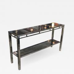 Willy Rizzo Willy Rizzo Signed Chrome with Double Shelved Console Table Italy 1970s - 1067384