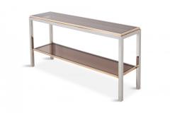 Willy Rizzo Willy Rizzo Two Tier Console Table In Chrome Brass Linea Flaminia 1970s - 843607