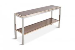 Willy Rizzo Willy Rizzo Two Tier Console Table In Chrome Brass Linea Flaminia 1970s - 843610