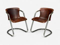 Willy Rizzo Willy Rizzo attr Chromed Steel Leather Tubular Dining Chairs Italy 1970s - 4189010