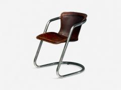 Willy Rizzo Willy Rizzo attr Chromed Steel Leather Tubular Dining Chairs Italy 1970s - 4189013