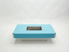 Willy Rizzo Willy Rizzo blue lacquer and chrome bar coffee table Alveo 1970s - 1851862