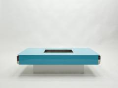 Willy Rizzo Willy Rizzo blue lacquer and chrome bar coffee table Alveo 1970s - 1851870