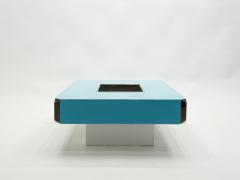 Willy Rizzo Willy Rizzo blue lacquer and chrome bar coffee table Alveo 1970s - 1851882