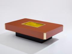 Willy Rizzo Willy Rizzo brown lacquer and brass bar coffee table Alveo 1970s - 3962712