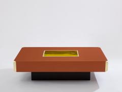 Willy Rizzo Willy Rizzo brown lacquer and brass bar coffee table Alveo 1970s - 3962713