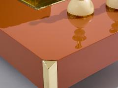 Willy Rizzo Willy Rizzo brown lacquer and brass bar coffee table Alveo 1970s - 3962716