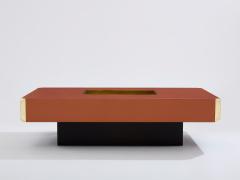 Willy Rizzo Willy Rizzo brown lacquer and brass bar coffee table Alveo 1970s - 3962720