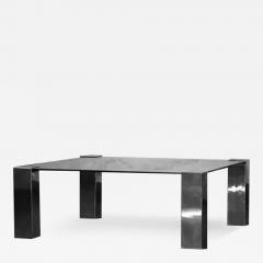 Willy Rizzo Willy Rizzo coffee table in chromed metal and dark glass  - 3555447