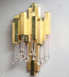 Willy Rizzo Willy Rizzo for BD Lumica Pair of Brutalist Sconces with Glass Tear Drops - 3137840