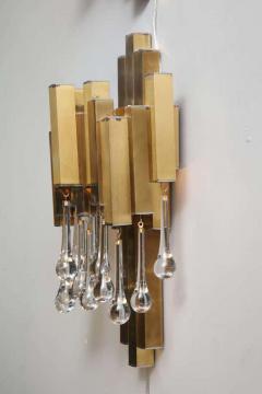 Willy Rizzo Willy Rizzo for BD Lumica Pair of Brutalist Sconces with Glass Tear Drops - 3137842