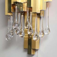 Willy Rizzo Willy Rizzo for BD Lumica Pair of Brutalist Sconces with Glass Tear Drops - 3137843