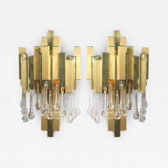 Willy Rizzo Willy Rizzo for BD Lumica Pair of Brutalist Sconces with Glass Tear Drops - 3139742