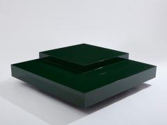 Willy Rizzo Willy Rizzo forest green lacquer square coffee table 1970s - 3962721