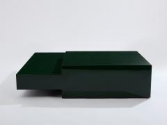 Willy Rizzo Willy Rizzo forest green lacquer square coffee table 1970s - 3962727