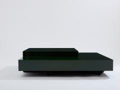 Willy Rizzo Willy Rizzo forest green lacquer square coffee table 1970s - 3962730