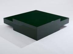 Willy Rizzo Willy Rizzo forest green lacquer square coffee table 1970s - 3962731