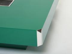 Willy Rizzo Willy Rizzo green lacquer and chrome square bar coffee table Alveo 1970s - 2509252