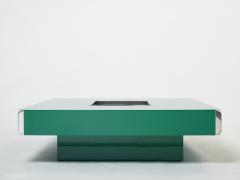 Willy Rizzo Willy Rizzo green lacquer and chrome square bar coffee table Alveo 1970s - 2509254