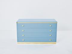Willy Rizzo Willy Rizzo light blue lacquered and brass commode 1970s - 3404898