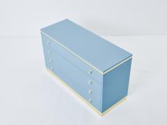 Willy Rizzo Willy Rizzo light blue lacquered and brass commode 1970s - 3404901