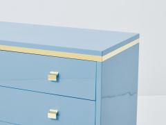 Willy Rizzo Willy Rizzo light blue lacquered and brass commode 1970s - 3404906