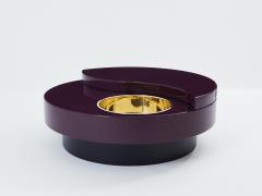Willy Rizzo Willy Rizzo mauve lacquer brass bar swivel coffee table TRG 1970s - 3479068