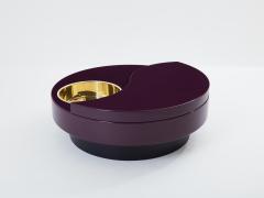 Willy Rizzo Willy Rizzo mauve lacquer brass bar swivel coffee table TRG 1970s - 3479069