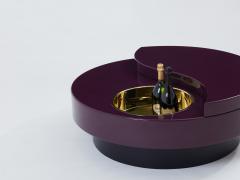 Willy Rizzo Willy Rizzo mauve lacquer brass bar swivel coffee table TRG 1970s - 3479073