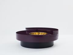 Willy Rizzo Willy Rizzo mauve lacquer brass bar swivel coffee table TRG 1970s - 3479077