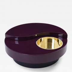 Willy Rizzo Willy Rizzo mauve lacquer brass bar swivel coffee table TRG 1970s - 3479920