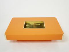 Willy Rizzo Willy Rizzo orange lacquer and brass bar coffee table Alveo 1970s - 2294515