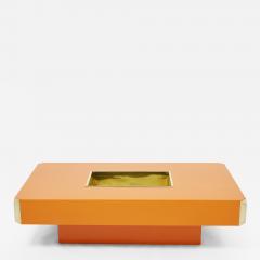 Willy Rizzo Willy Rizzo orange lacquer and brass bar coffee table Alveo 1970s - 2295109