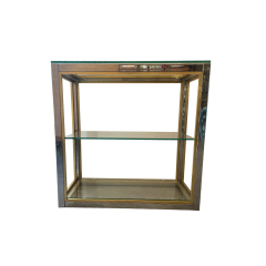 Willy Rizzo Willy Rizzo style Gold Silver Metal and Glass Console - 3815343