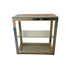 Willy Rizzo Willy Rizzo style Gold Silver Metal and Glass Console - 3815359