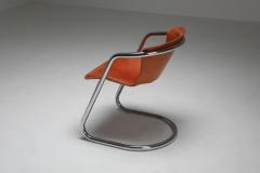 Willy Rizzo Willy Rizzo tan leather chairs for Cidue 1970s - 1450445
