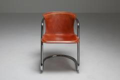 Willy Rizzo Willy Rizzo tan leather chairs for Cidue 1970s - 1450446