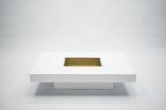 Willy Rizzo Willy Rizzo white lacquer and brass bar coffee table 1970s - 994389