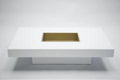 Willy Rizzo Willy Rizzo white lacquer and brass bar coffee table 1970s - 994391