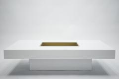Willy Rizzo Willy Rizzo white lacquer and brass bar coffee table 1970s - 994392