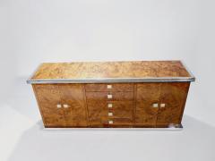 Willy Rizzo Willy rizzo burl chrome and brass credenza 1970 s - 985615