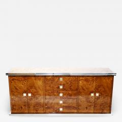 Willy Rizzo Willy rizzo burl chrome and brass credenza 1970 s - 988059