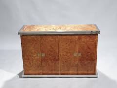 Willy Rizzo Willy rizzo burl chrome and brass small credenza 1970s - 990760