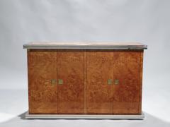Willy Rizzo Willy rizzo burl chrome and brass small credenza 1970s - 990763