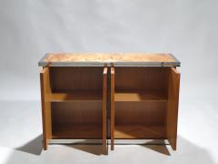 Willy Rizzo Willy rizzo burl chrome and brass small credenza 1970s - 990765