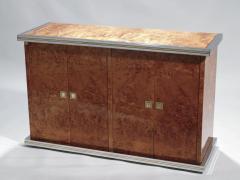 Willy Rizzo Willy rizzo burl chrome and brass small credenza 1970s - 990766