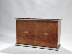 Willy Rizzo Willy rizzo burl chrome and brass small credenza 1970s - 990768