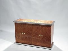 Willy Rizzo Willy rizzo burl chrome and brass small credenza 1970s - 990769
